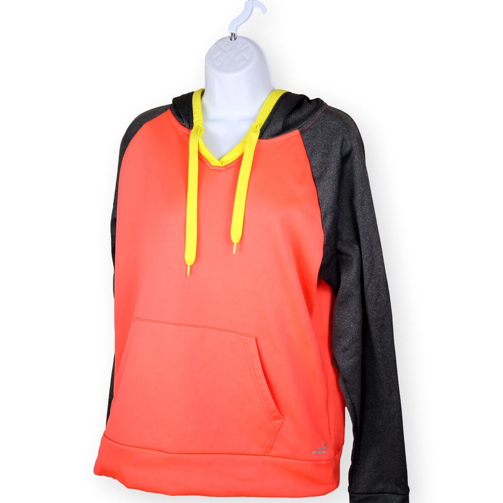 BCG Womens Performance Coral Pink Gray Colorblock Hoodie L